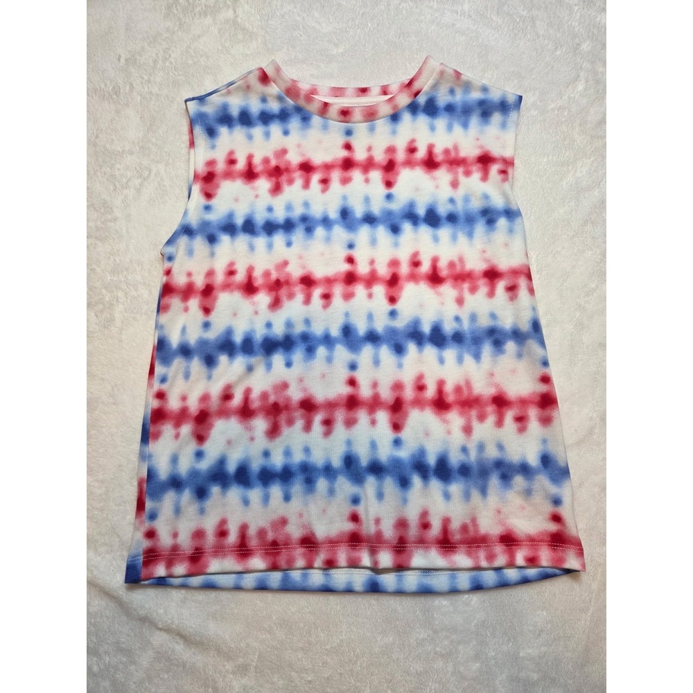 214 Way To Celebrate Patriotic Tie Dye Tank Top Womens Medium 8 Red White...